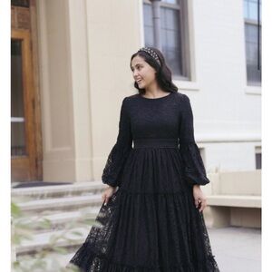 ISO Dainty Jewells Black Lace Long Sleeve Dress - Charming Chances Dress